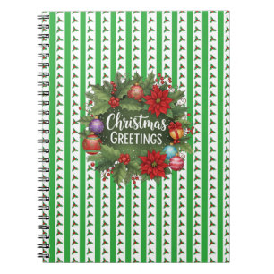 Caderno Espiral Natal Holly Pattern com coroa