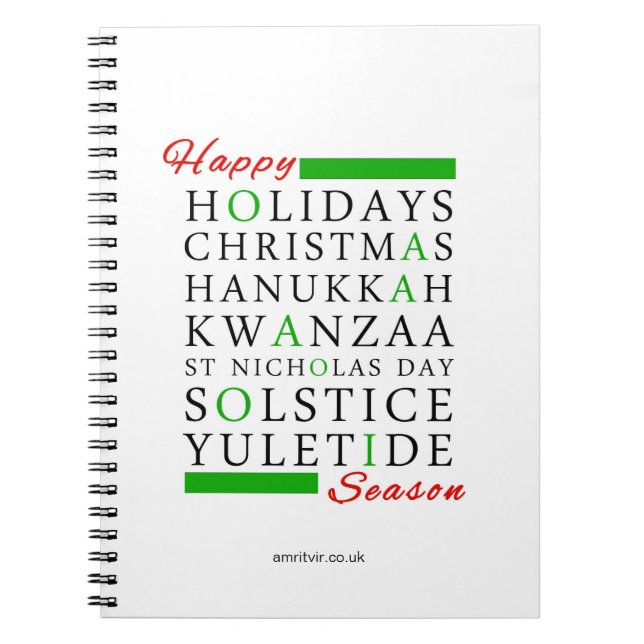 Caderno Espiral Natal Kwanzaa Hanukkah Solstice Yuletide (Frente)
