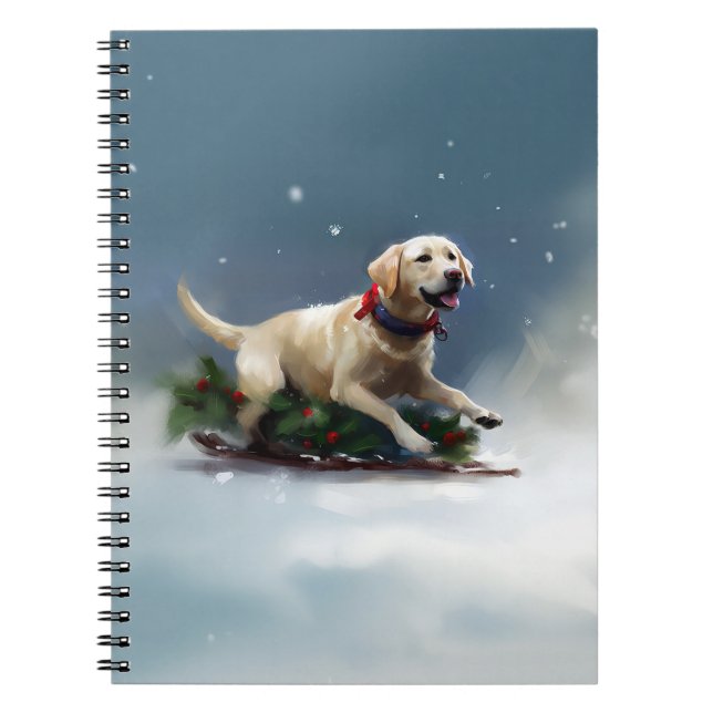 Caderno Espiral Natal no Labrador neve inverno (Frente)