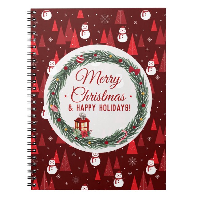 Caderno Espiral Natal vermelho moderno (Frente)