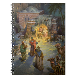 Caderno Espiral Natividade de Natal Vintage com Magos Visitantes