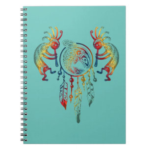 Caderno Espiral Nativo americano Kokopelli Whale Dreamcatcher 1