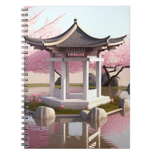 Caderno Espiral Nature Beauura Cherry Blossom Garden View