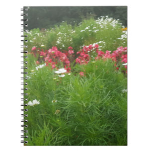 Caderno Espiral Nature Floral Pink e White Flowers Grass