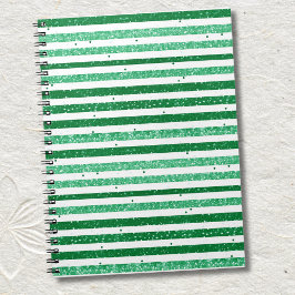 Caderno Espiral Nature Green White Horizontal Glitter Stripes