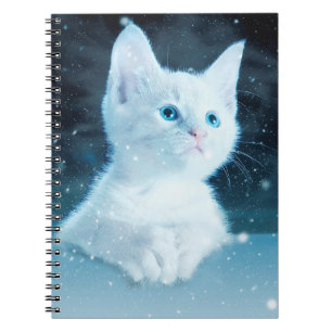 Caderno Espiral Natureza animal da arte da neve gatinho de gato