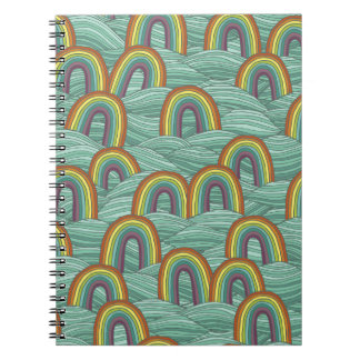 Caderno Espiral Natureza Arco-Íris: Composição Vintage Desenhada À