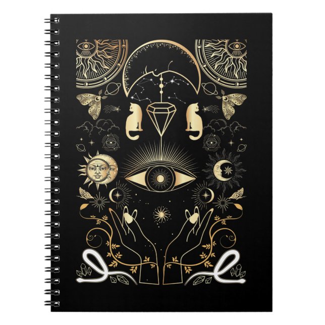 Caderno Espiral Natureza Espiritual Lua Astrologia Sol Estrelas Ga (Frente)
