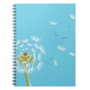 Caderno Espiral Natureza floral do dandelão azul-céu