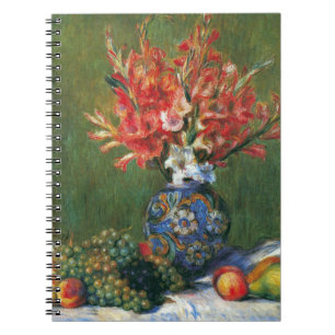 Caderno Espiral Natureza-morta com Flores e Frutas de Pierre Renoi