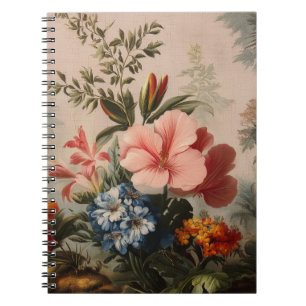 Caderno Espiral Natureza-morta floral vintage com flores tropicais