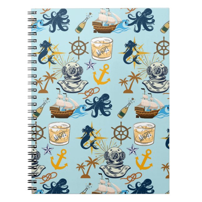 Caderno Espiral  Nautical Bachelor Party (Frente)