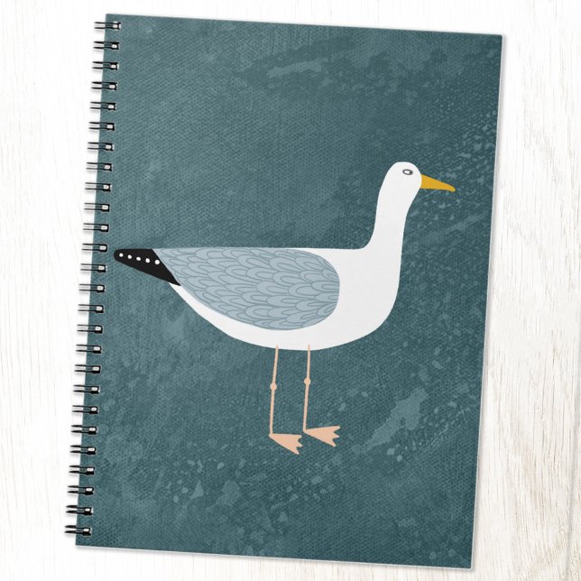 Caderno Espiral Náutico do gaivota cúbica (Fun seagull coastal bird notebook)