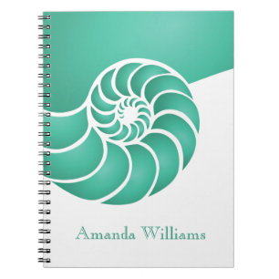 Caderno Espiral Náutico Personalizado do Shell Nautilus Aqua Profu