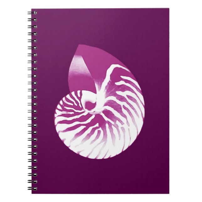 Caderno Espiral Nautilus shell - berinjela roxa e branca (Frente)