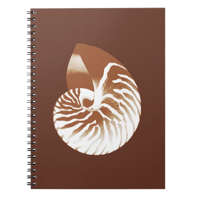 Caderno Espiral Nautilus shell - cacau castanho e branco (Frente)
