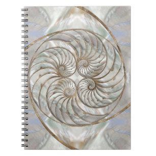 Caderno Espiral Nautilus Shell - Mãe de Pérola e Ouro
