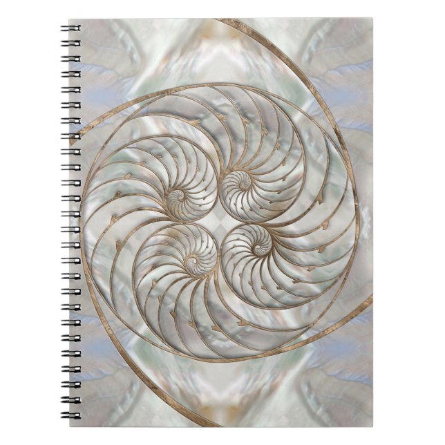 Caderno Espiral Nautilus Shell - Mãe de Pérola e Ouro (Frente)
