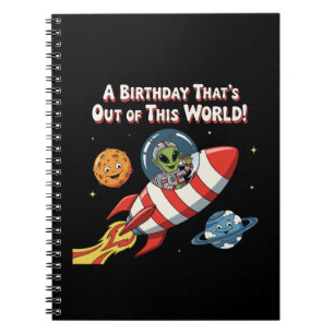 Caderno Espiral Nave Espacial Alienígena Fofa   Espaço Fora deste 