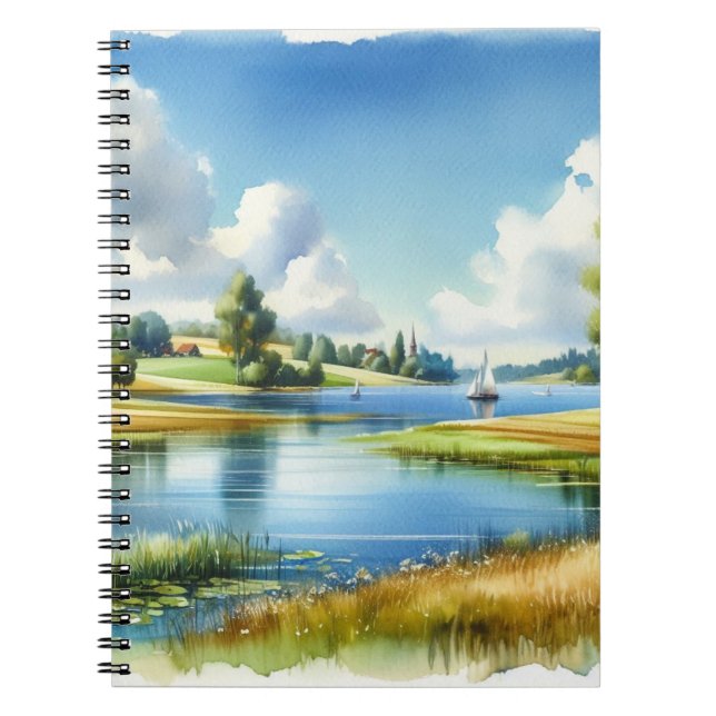 Caderno Espiral Navegação Em Um Lago (Frente)