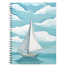 Caderno Espiral Navegando em Azul | Ondas do Oceano Aqua em Aquare