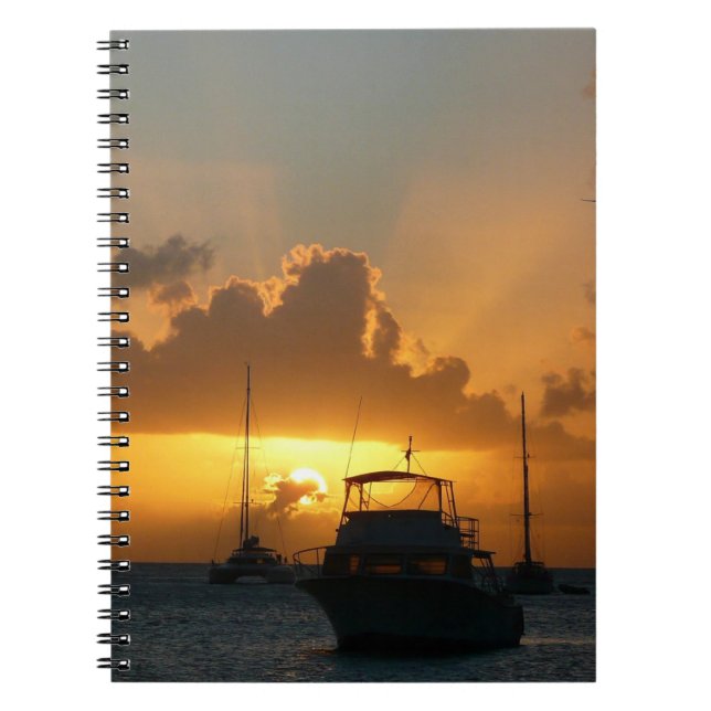 Caderno Espiral Navios e paisagens tropicais solares (Frente)