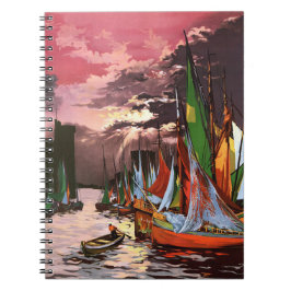 Caderno Espiral Navios no Porto de La Rochelle Arte