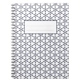 Caderno Espiral Navy Blue Geometric Pattern on White