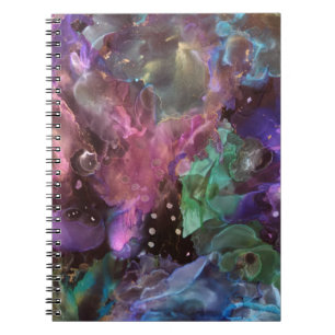 Caderno Espiral Nebulosa Colorida do Espaço de Arte Abstrato