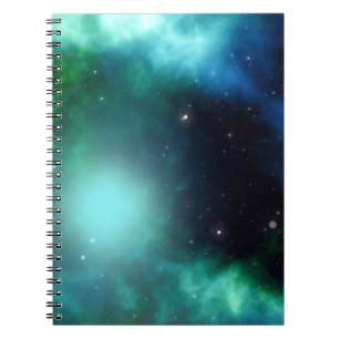 Caderno Espiral Nebulosa Verde Linda repleta de Estrelas