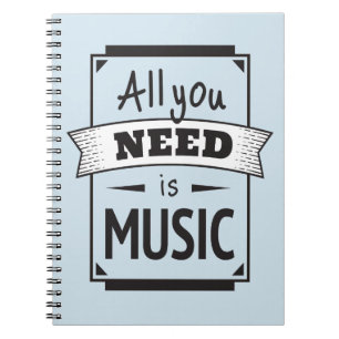 Caderno Espiral Necessidade é Música, Cantor, Cantar, Canção, Cita