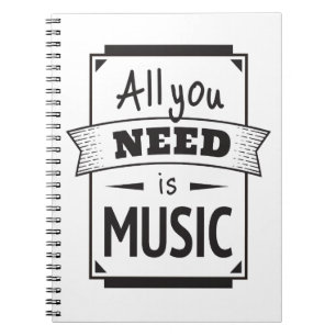 Caderno Espiral Necessidade é Música, Cantor, Cantar, Canção, Cita