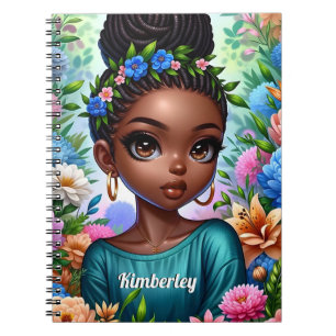 Caderno Espiral Negra africana americana com Braids