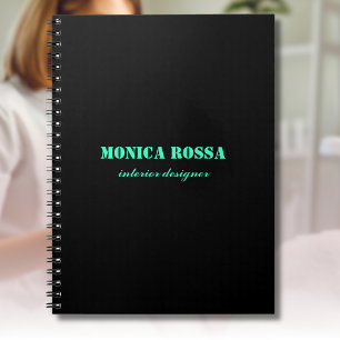 Caderno Espiral Negra Branca Neon Moderna Profissional