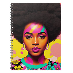 Caderno Espiral Negra Colorida Mulher Negra Afro-Pop Art
