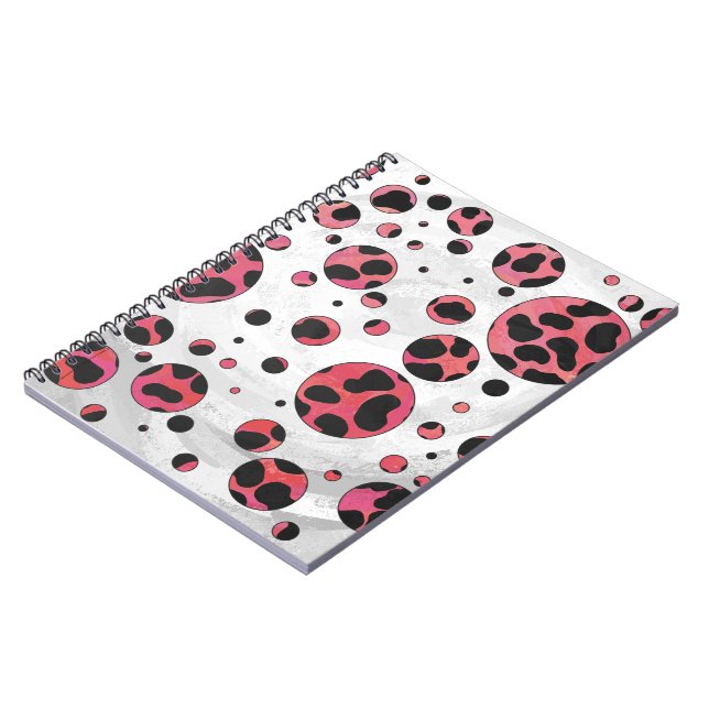Caderno Espiral Negro e Vermelho Dalmáticos com Bolinhas (Left Side)