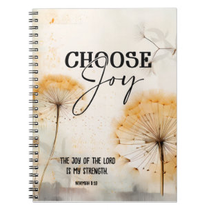Caderno Espiral Nehemiah 8:10 Alegria do Senhor Bíblia Dandelion