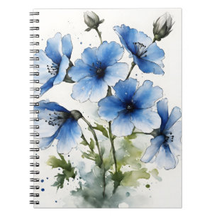 Caderno Espiral Nemophila - Flores aquarela