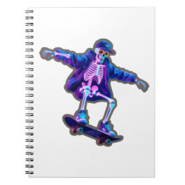 Caderno Espiral Neon 3D Skeleton Skateboarding – Funny Streetwear 