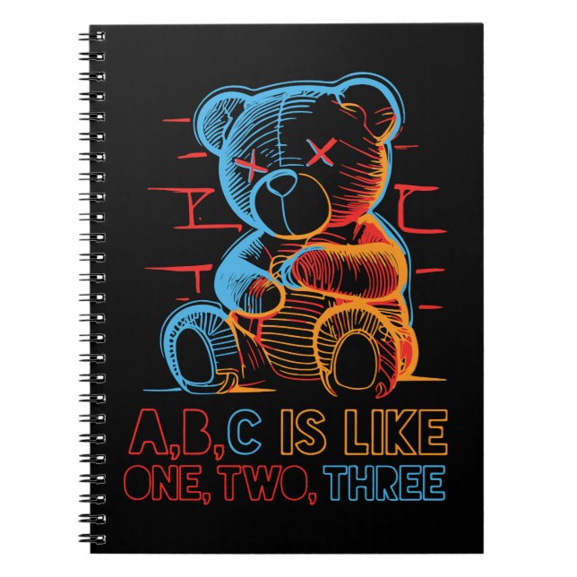 Caderno Espiral Neon ABC Teddy Bear (Frente)
