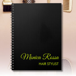 Caderno Espiral Neon Chartreuse Moderno Simples Profissional Preto