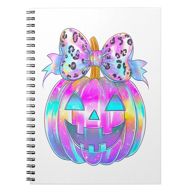 Caderno Espiral Neon Coquette Halloween Pumpkin (Frente)