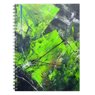 Caderno Espiral Neon Green Black White Abstrato