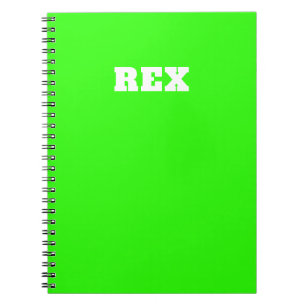 Caderno Espiral Neon Green e White Modern Name Pet