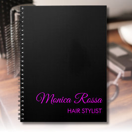 Caderno Espiral Néon Magenta Moderno Simples Profissional Preto