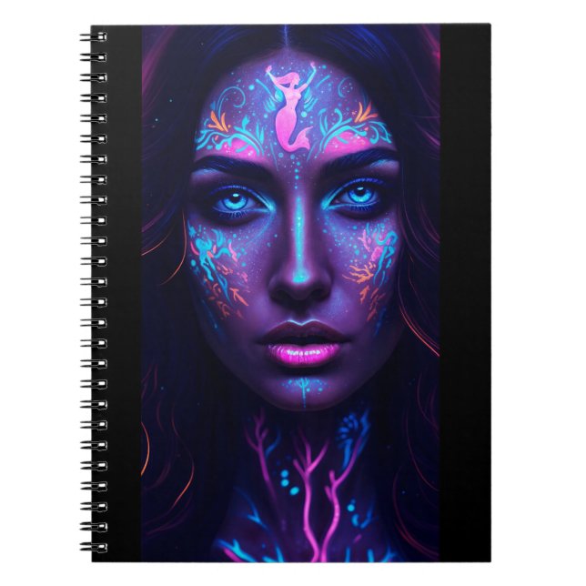 Caderno Espiral Neon Mermaid Face Art (Frente)