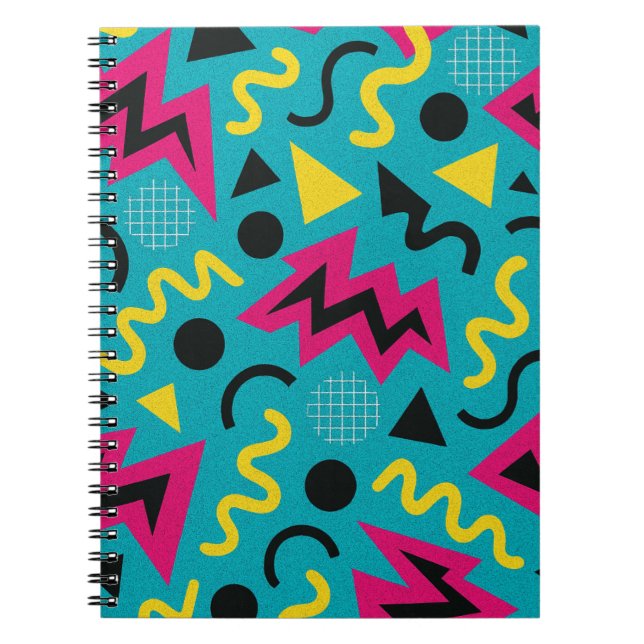 Caderno Espiral Neon Nostalgia: Um Remix Negrito dos Anos 90 (Frente)
