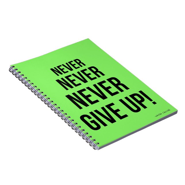 Caderno Espiral Neon Nunca Desiste De Winston Churchill Motivation (Lado Direito)