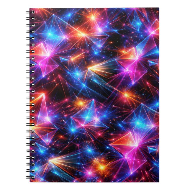 Caderno Espiral Neon Polygon Abstract with Explosions (Frente)