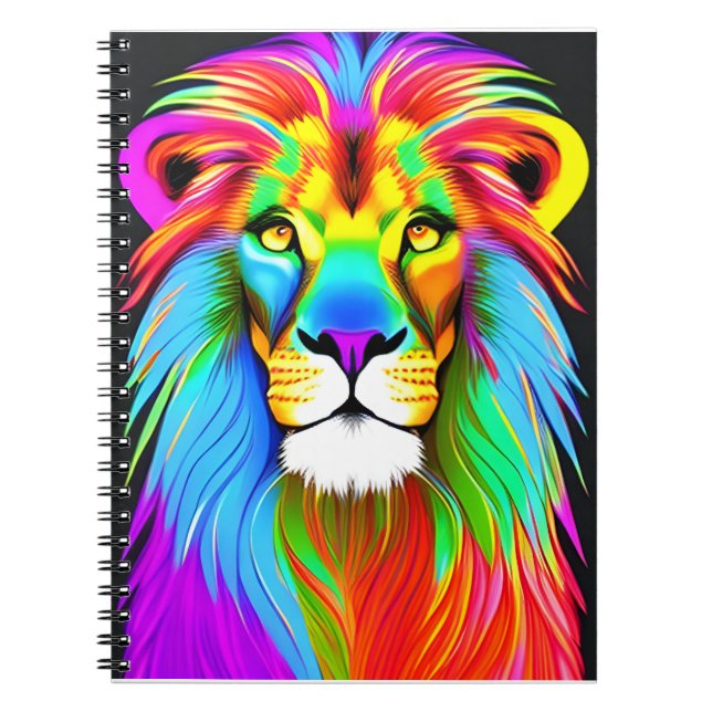 Caderno Espiral Neon Rainbow Lion (Frente)